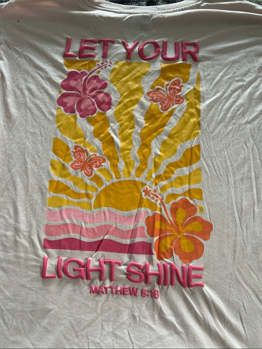 Women's Pink Graphic Tee with Hibiscus Print - Picture 2 of 2
